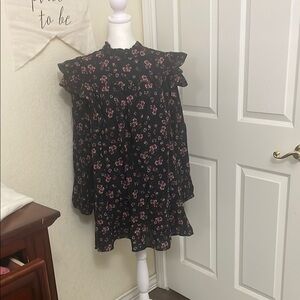 Wild Fable Black Floral dress with Bell Sleeves